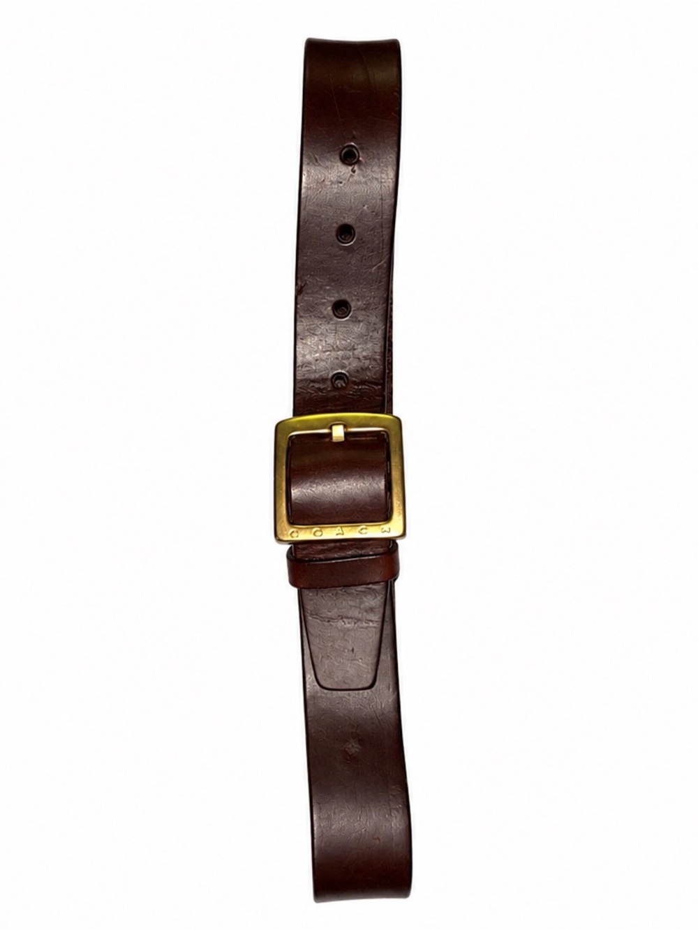 Vintage Coach Handcrafted in Italy Brown Leather Belt Solid Brass Buckle Size 25 - Picture 2 of 6